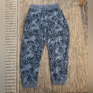 High waisted prints (ying yang/smiley face/peace sign) joggers/sweatpants